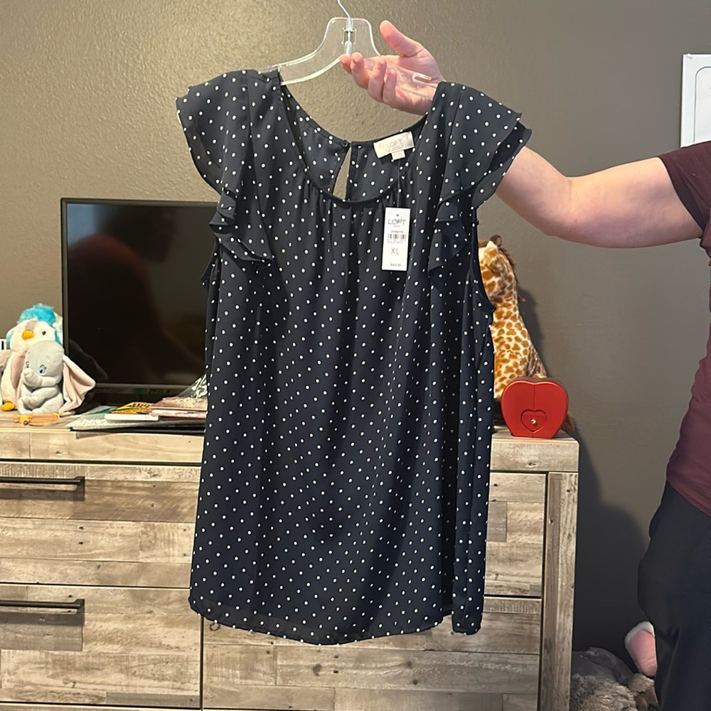 Blue polka dot blouse